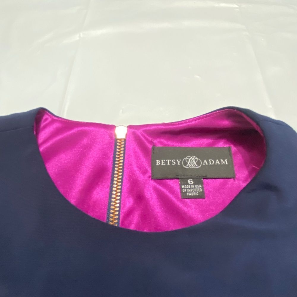 Betsy & Adam Women Cutout Lined Sheath Dress Size 6 navy blue /magenta pink - Picture 7 of 7
